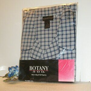 NEW Botany 500 5X Big & Tall Pajamas Black White Blue Plaid Lg Sleeve Lg Pants